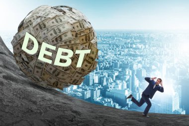 Borç ve kredi konseptiyle kaçan bir işadamı