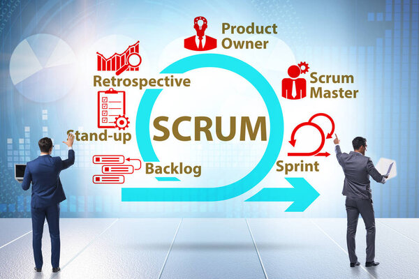 Бизнесмен в концепции гибкого метода SCRUM