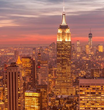 Günbatımında New York Manhattan manzarası