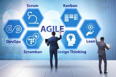 Çeşitli çevik metodlarda iş adamı