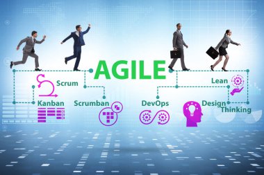 Çeşitli çevik metotlarda iş adamları