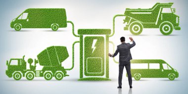 Elektrikli şarj ve araç kavramında iş adamı