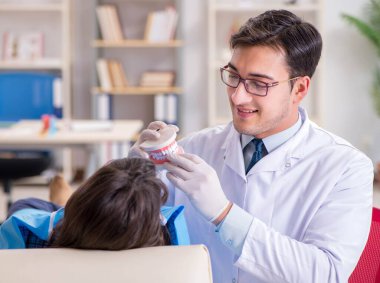 Düzenli kontrol ve dolum için dişçiye giden hasta