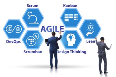 Çeşitli çevik metodlarda iş adamı