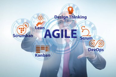 Tuşlara basan iş adamlarının çevik konsepti