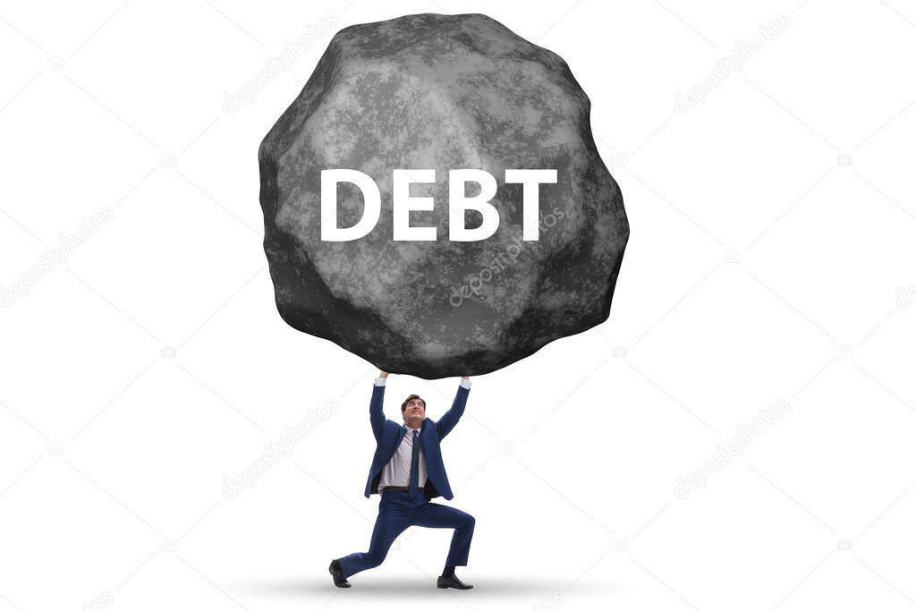 Debt and loan concept with businessman