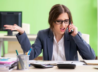 Ofiste çalışan kadın finans müdürü.