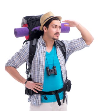 Büyük sırt çantalı sırt çantası beyaz üzerinde izole