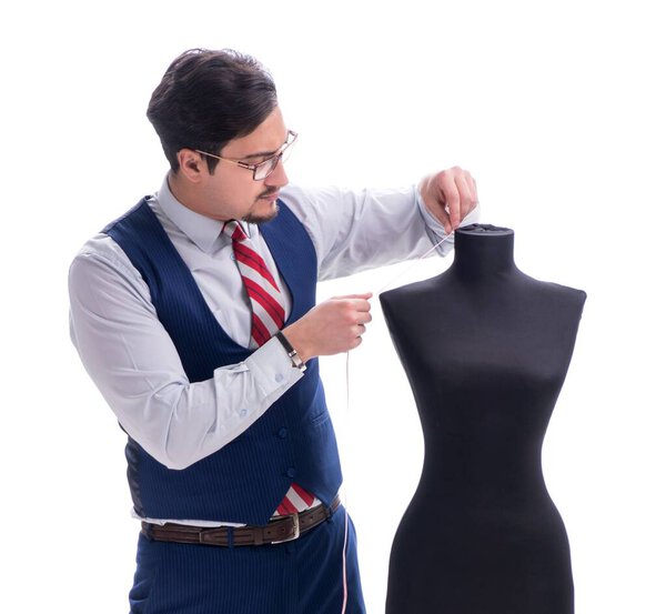 Male tailor isolated on white background