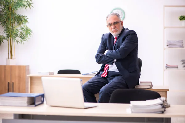 Alter Geschäftsmann Mitarbeiter sitzt im Büro — Stockfoto