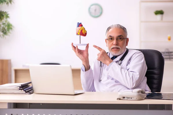 Ältere männliche Arzt Kardiologe arbeitet in der Klinik — Stockfoto