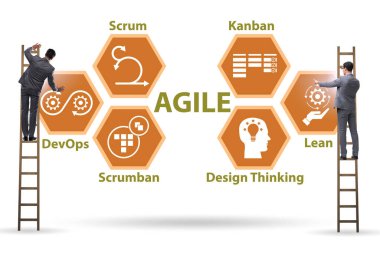Çeşitli çevik metodlarda iş adamı