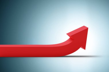 Büyümeyi gösteren basit ok - 3d oluşturma