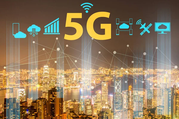 Concept of 5g networks in large cities — Stock Photo, Image