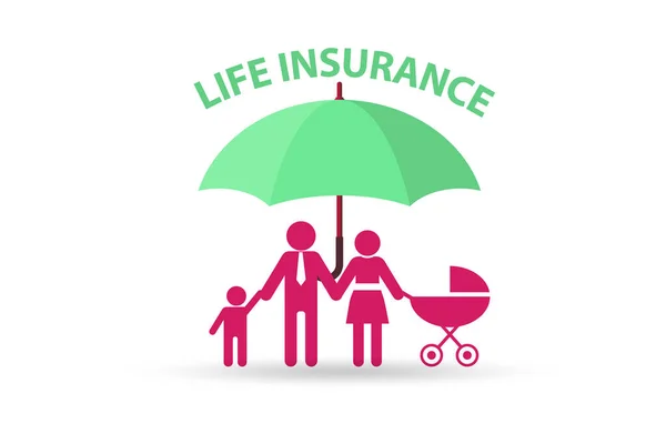 家庭在保护伞下的人寿保险概念 — 图库照片