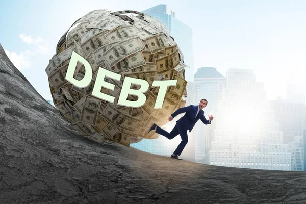 Uomo d'affari scappando in debito e concetto di prestito — Foto Stock