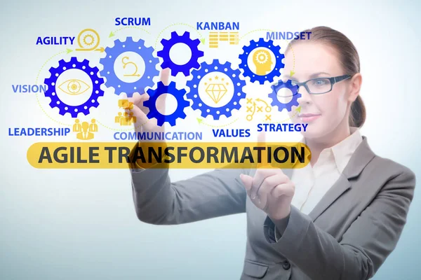 Zakenvrouw in agile transformatie concept — Stockfoto