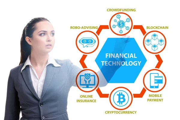 Empresaria en tecnología financiera concepto fintech — Foto de Stock