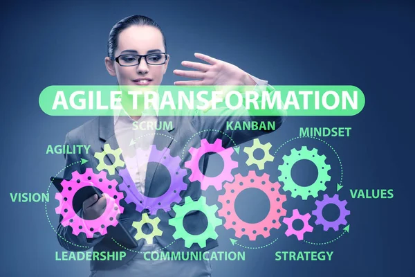 Zakenvrouw in agile transformatie concept — Stockfoto