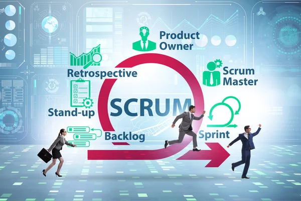 Gente de negocios en el concepto de método ágil SCRUM — Foto de Stock