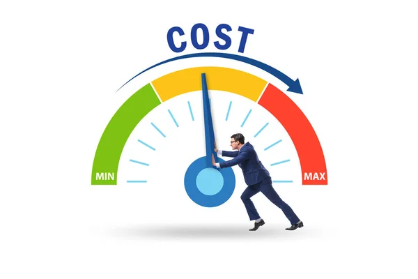 Cost management concept with businessman — Stock Photo, Image