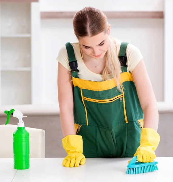 Professional cleaner cleaning apartment furniture — Stock Photo, Image