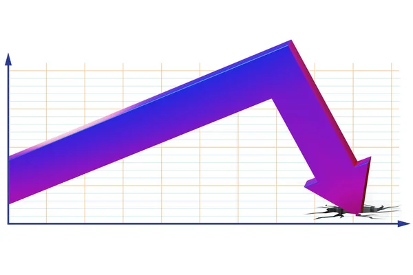 Konzept der Wirtschaftskrise mit Diagramm - 3D-Darstellung — Stockfoto