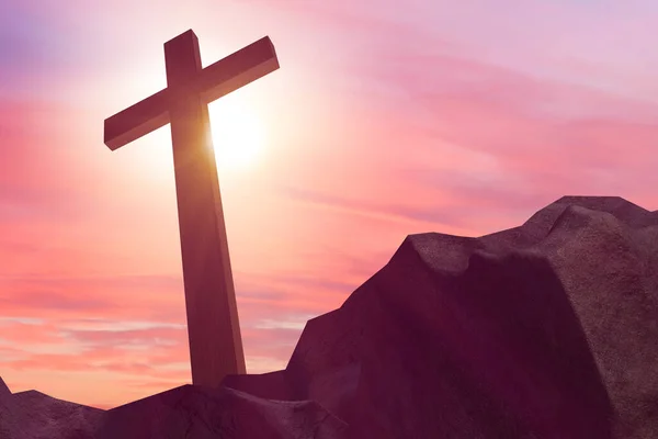 Religious concept with cross against sky — Stock Photo, Image