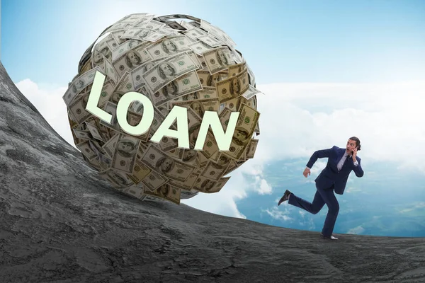 Businessman running away in debt and loan concept — Stock Photo, Image