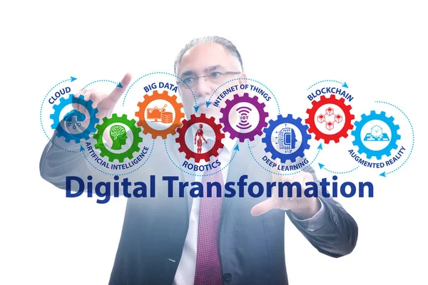 Empresario en concepto de transformación digital —  Fotos de Stock