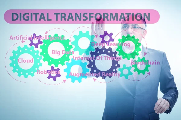 Empresario en concepto de transformación digital —  Fotos de Stock