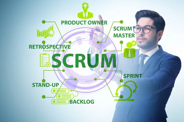 SCRUMアジャイルメソッドコンセプトのビジネスマン — ストック写真