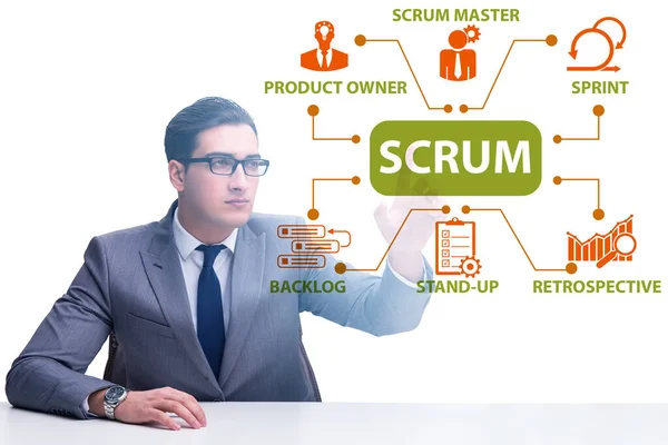SCRUMアジャイルメソッドコンセプトのビジネスマン — ストック写真