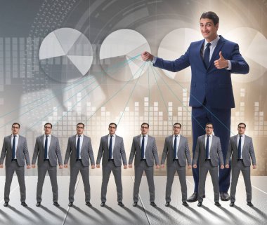 Patron çalışanı, çalışanlarını iş konseptinde manipüle ediyor.