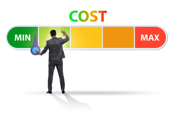 Concetto di gestione dei costi con l'uomo d'affari — Foto Stock