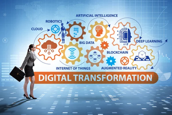 Concepto de transformación digital con empresaria — Foto de Stock