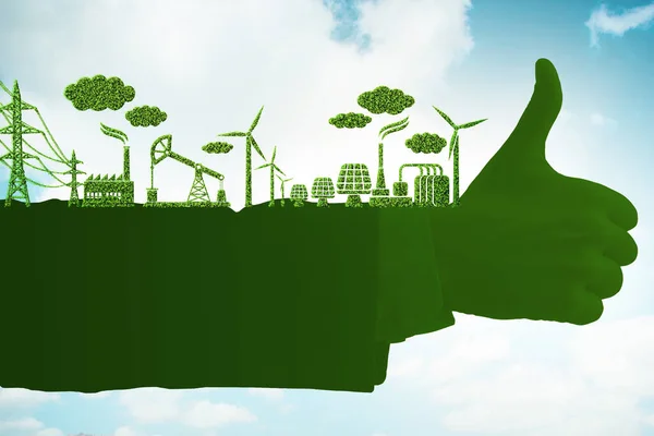 Zöld környezet koncepció hüvelykujjal a kézben — Stock Fotó