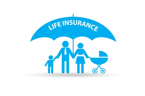 傘の下で家族との生命保険の概念 — ストック写真