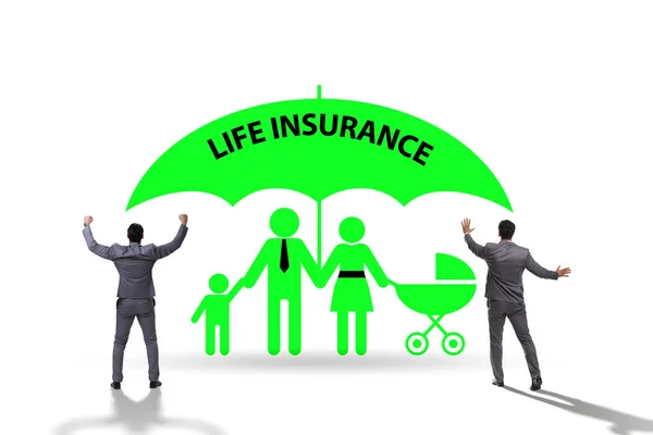 Life insurance concept with family under umbrella — Stock Photo, Image