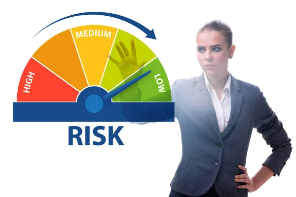 Бізнес-леді в обліку ризиків та концепції управління — стокове фото