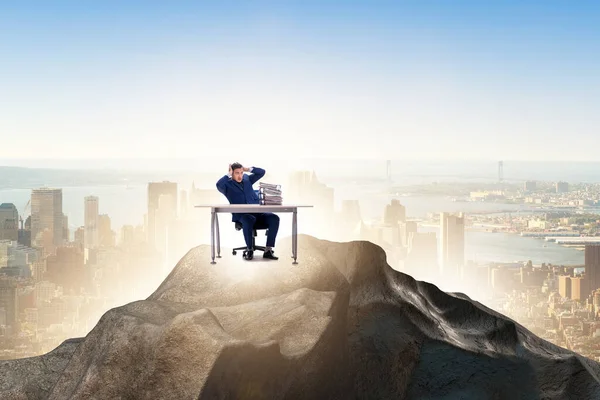 Businessman self isolating on the top — Stock Photo, Image