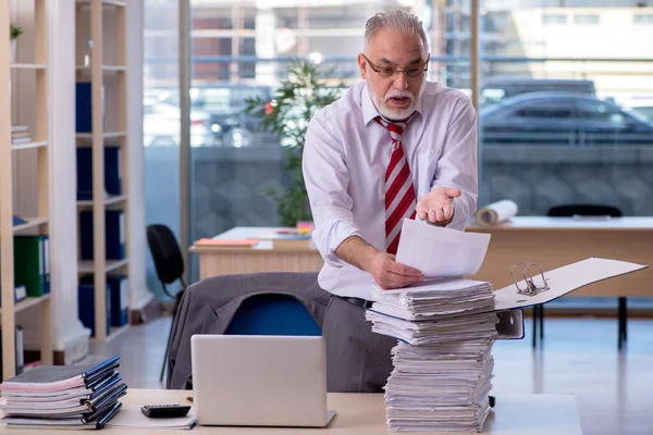 Åldrad affärsman anställd som arbetar på kontoret — Stockfoto