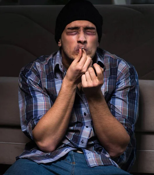 Young man in agony having problems with narcotics — Stock Photo, Image