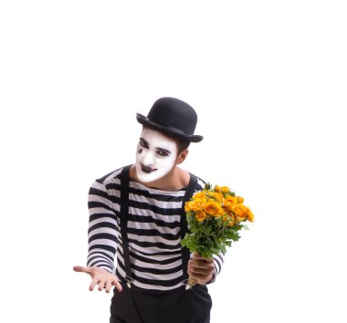 Beyazlara saklanmış bir demet çiçekli pandomim