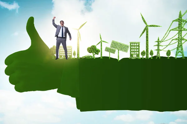 Zöld környezet koncepció az üzletemberrel — Stock Fotó