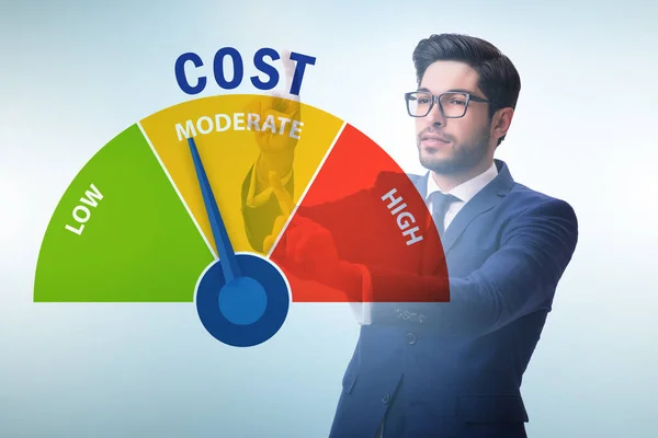 Businessman in cost management concept — Stock Photo, Image