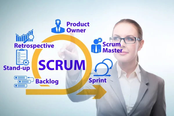 Бізнес-леді в гнучкому методі SCRUM — стокове фото