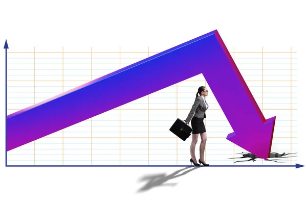 Empresaria en concepto de crisis económica — Foto de Stock