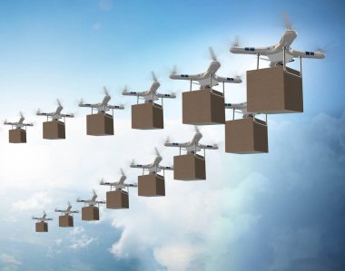Paket teslimatı konseptinde dronlar