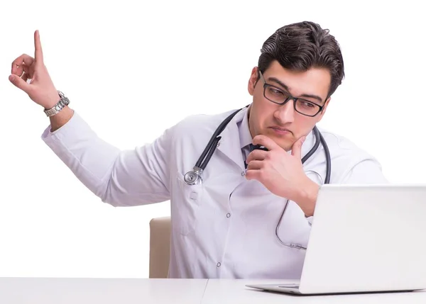 Doctor in telemediine mhealth concept on white — Stock Photo, Image